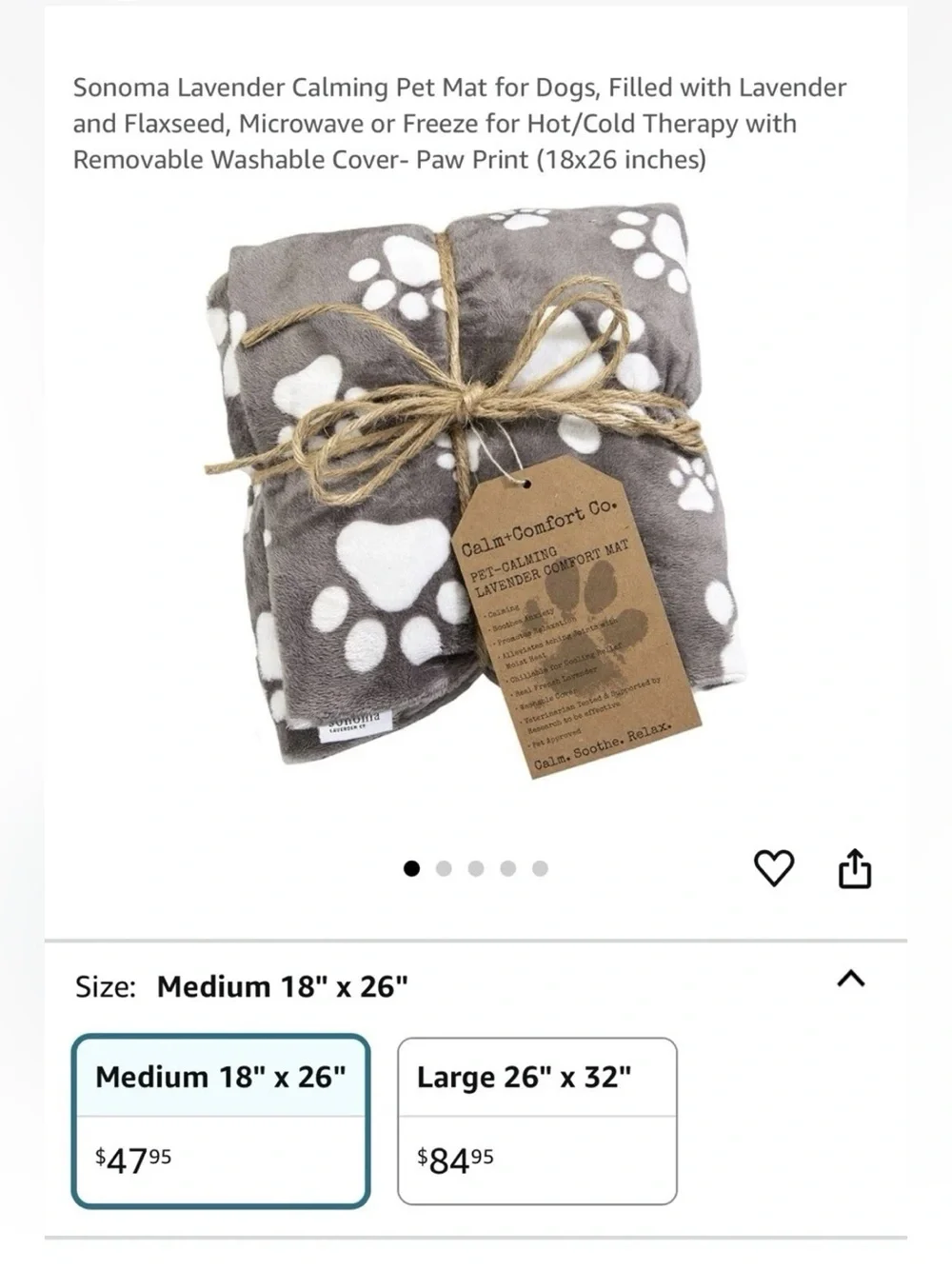 New- Sonoma Lavender Pet Calming Mat Microwaveable 18x26